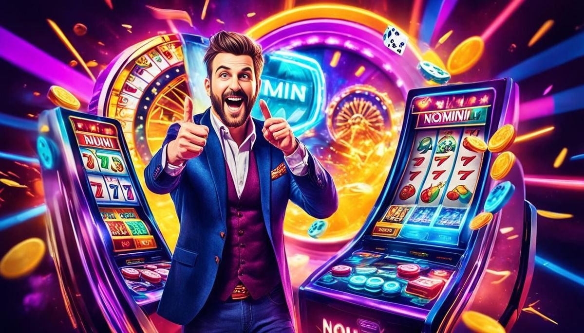 Hình ảnh máy slot đẹp và sinh động trên nền tối tại tip88